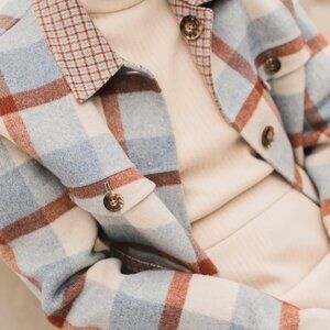 NWT - Petite Studio NYC - Stockholm Reversible Wool Jacket - Blue/brown - XXS